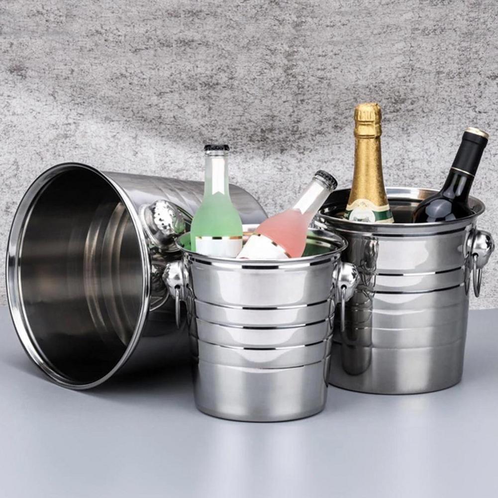 3L/5L/7L Stainless Steel Ice Bucket with Handles Thick Ice Holder Container for Party Beer &amp; Drinks Beer Barrel