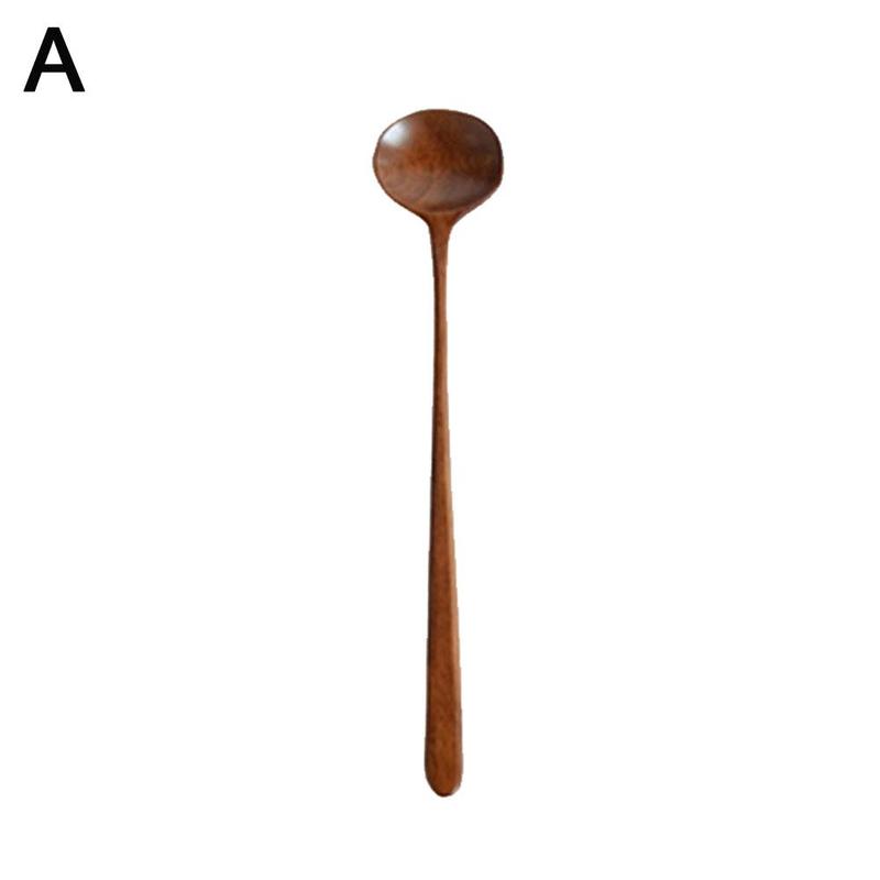 Japanese Style Wooden Soup Spoon With Long Straight For Picnic Handle Spoon Sauce Carry And Easy And To Mouth Suitable Wide T2B3: A