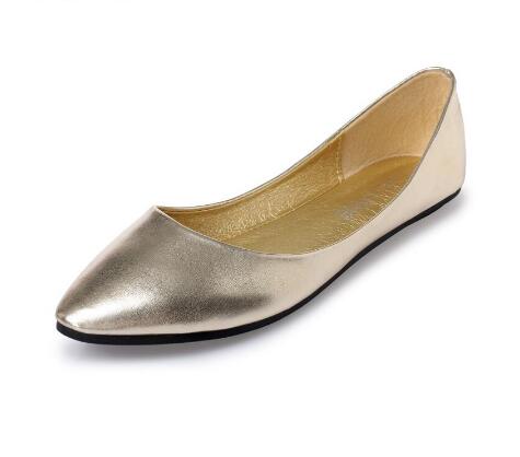 Mode Bowtie Spitse Teen Slip-on Ballet Flats Vrouwen Bootschoenen Luxe Kantoor Dames Schoenen Slip-on vrouwen Flats: Goud / 6