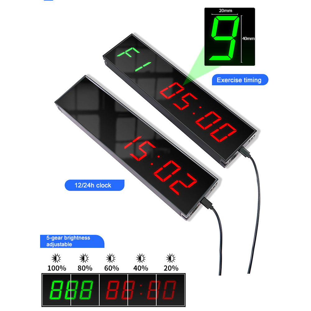LED Interval Timer Type-C Plug-in Digitale Countdown Wandmontage Draadloze afstandsbediening Aluminiumlegering voor wedstrijdtraining