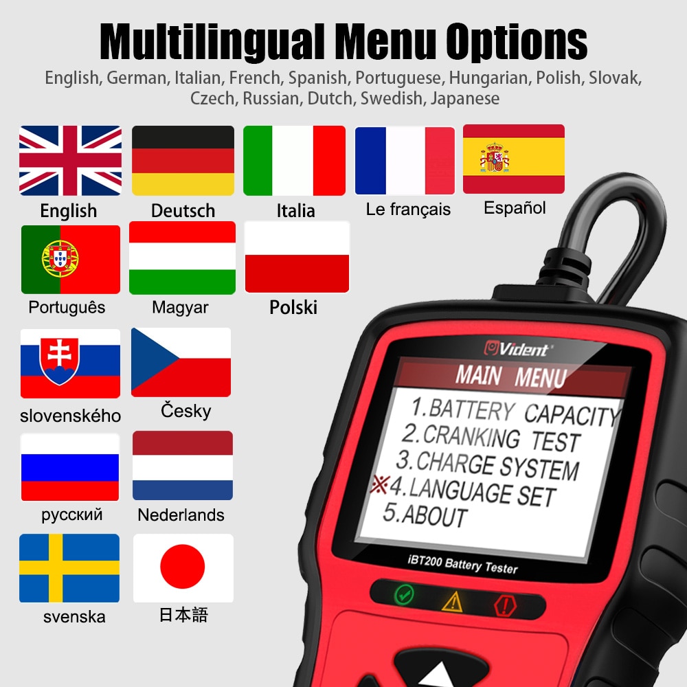 Vident IBT200 12V Auto Batterij Tester 24V Zware Vrachtwagens Lader Analyzer 100 Tot 2000 Cca Voertuig Zwengelen scanner Tool