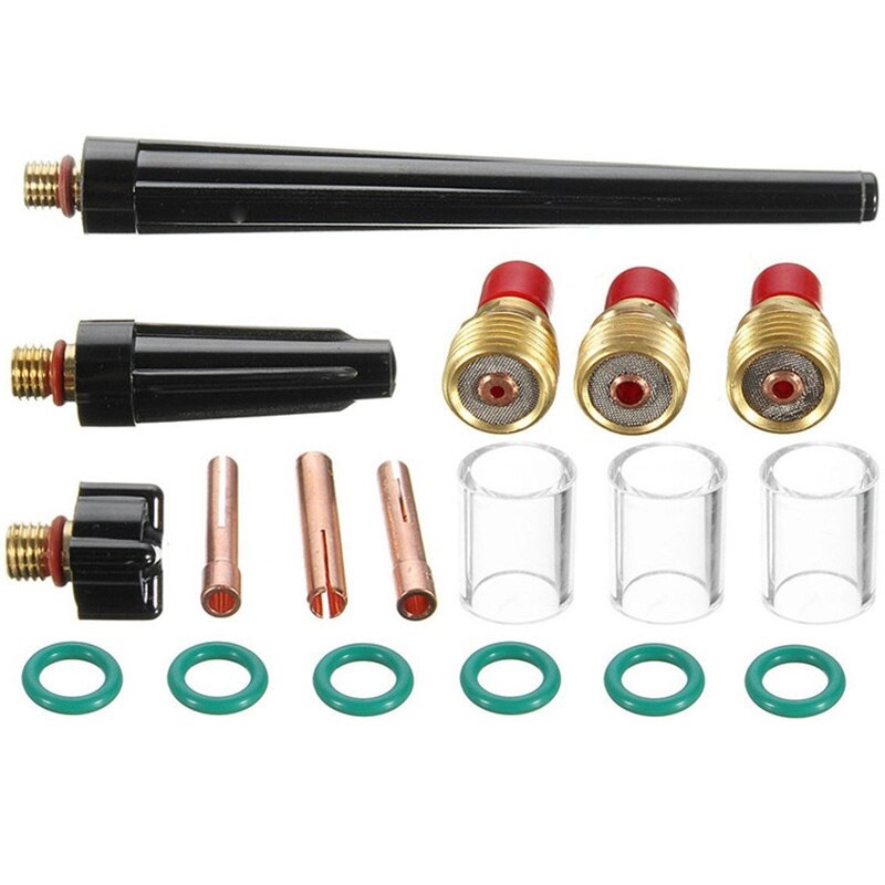 18 Uds Tig soplete de soldadura Stubby Gas lente vidrio Kit de boquilla para Wp-9/20/25 Tig soplete accesorios de soldadura: Default Title