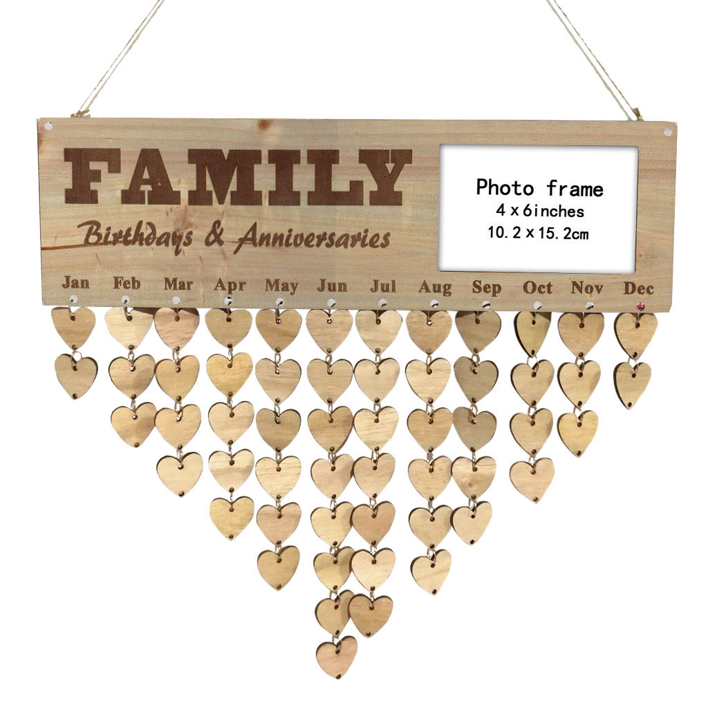 Wood Birthday Reminder Board Birch Ply Plaque Sign DIY Calendar Accessories Hook Special Dates Planner Board Hanging Decor: E