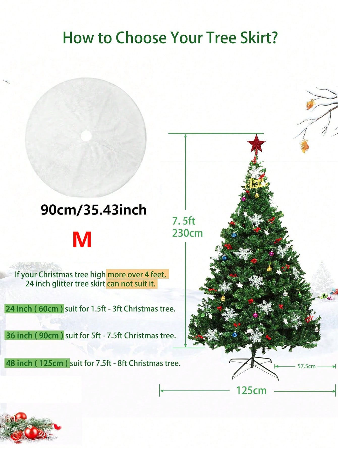 1pc White Fluffy Christmas Tree Plush Skirt Merry Party Christmas Tree Decoration Year Xmas Trees Carpet Decoration: Fluorescence Yellow