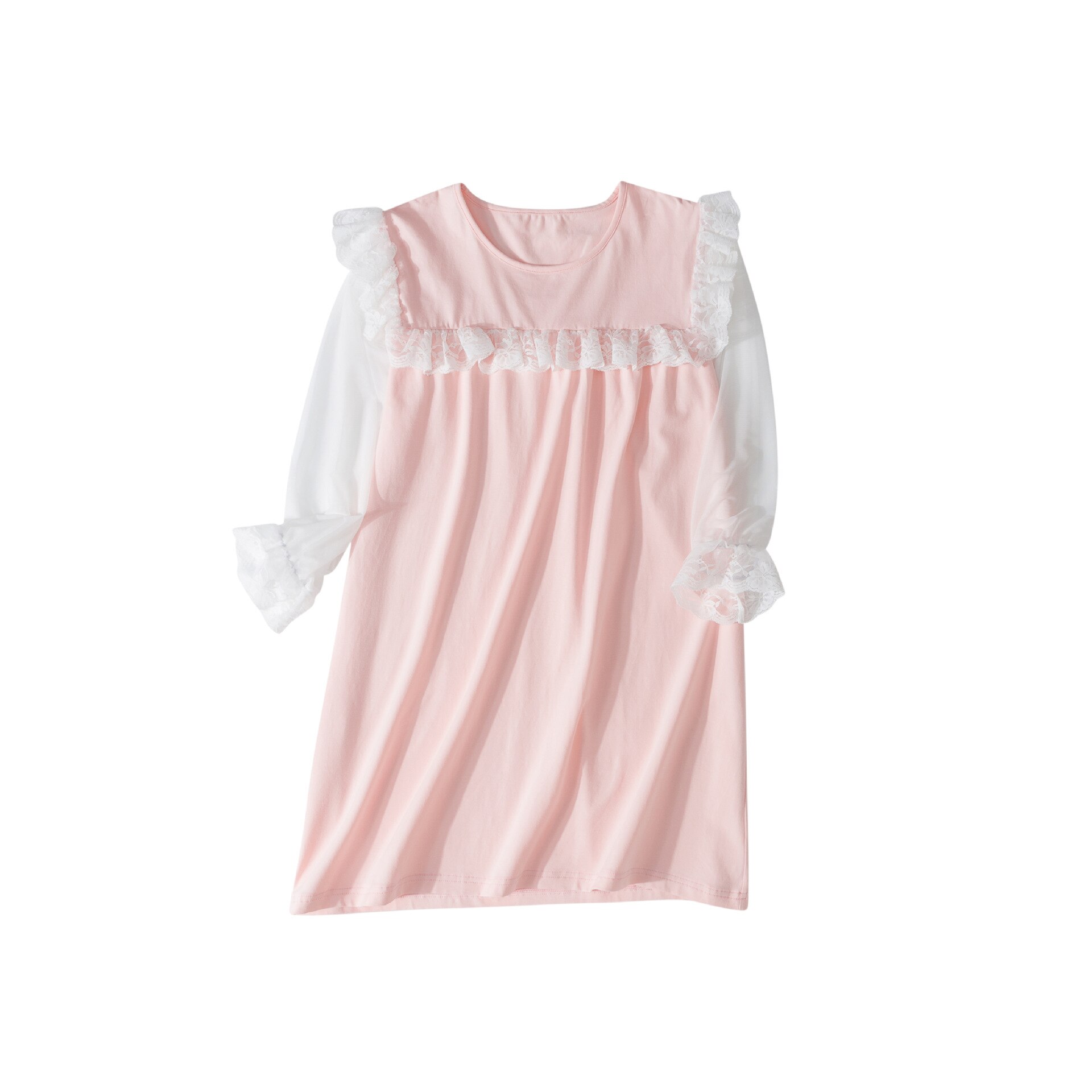 Kids Girls Nightgown Nightdress England Style Sleepwear Long Sleeves Homewear Girls' Princess Nightgowns Spring Clothes: 4T
