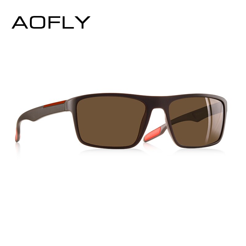 AOFLY ultra-léger TR90 lunettes De soleil polarisées hommes pilote nuances mâle Vintage lunettes De soleil pour hommes Spuare lunettes Gafas De Sol: C3Brown Frame