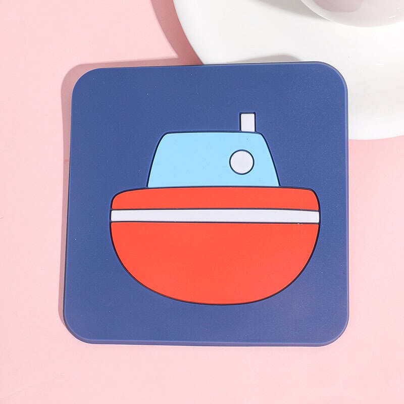 Lytwtw-vaso aislante de calor de silicona cuadrada suave, novedad, mesa, dibujos animados, posavasos, mantel individual: 5xiaohonggu