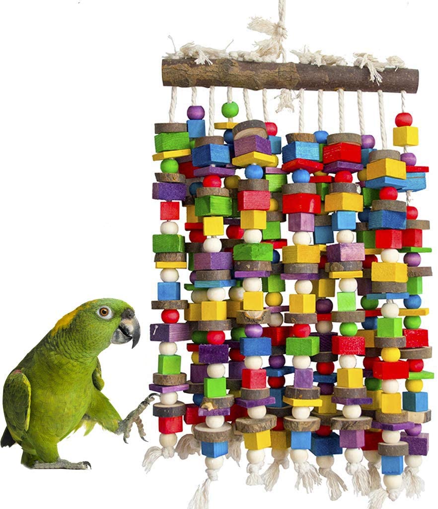 Jouets oiseaux perroquet fabriqués en bois naturel, pour oiseaux de taille moyenne, meilleurs jouets pour les gris africains, perruches, Finch, B
