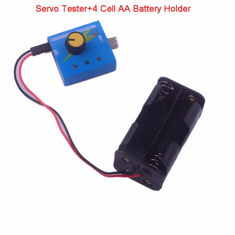 Servo Tester + 4 Cell AA Batterij Batterijen Houder Case met Fut J Connector voor Analoge/Digitale Servo Motor FZ0011 + FZ3283