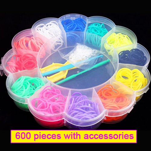 Barn pyssel leksaker gummiband armband vävstol flicka hårband färgglada tuggummi gör vävda armband barn leksak: 5