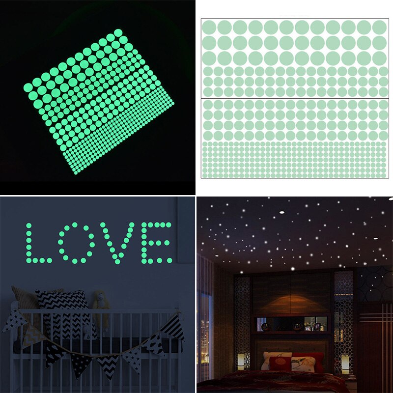 407pcs/set Luminous cartoon Glow Sticker In The Dark Round Dot Wall Stickers For Kids living Room Decoration DIY Decal