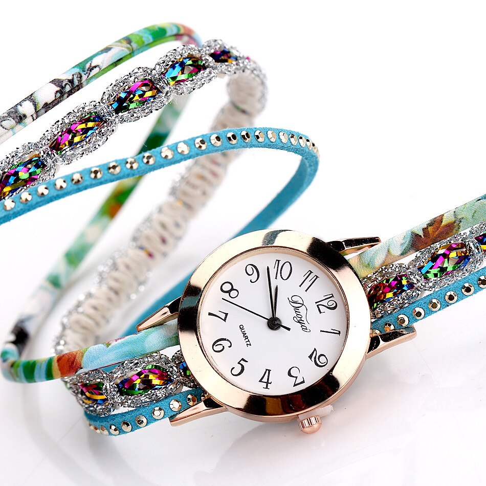 Horloge Voor Vrouwen Quartz Vrouwen Horloge Luxe Lederen Dames Mode Horloge Casual Armband Bloem Edelsteen Horloge #04