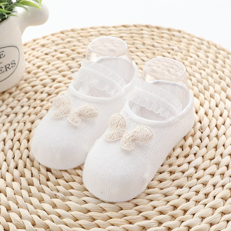 Vinter bomullsstrumpor för nyfödda baby söta tecknade strumpor för flickor tunna mjuk bomull pojke barnstrumpor spädbarn promenadstrumpor: Vit / L (2-4 år)