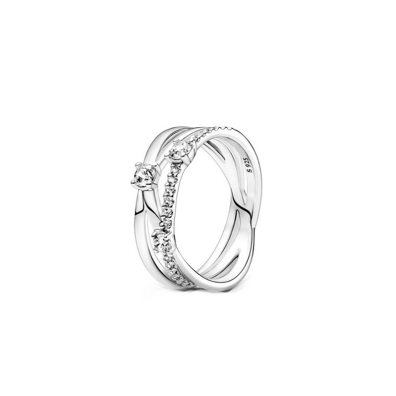 Zilveren 925 Vergulde Ring Klassieke Elegantie Abstracte Elegantie Hartvormige Liefde Hart Slot Ring Voor Vrouwen Mode Sieraden