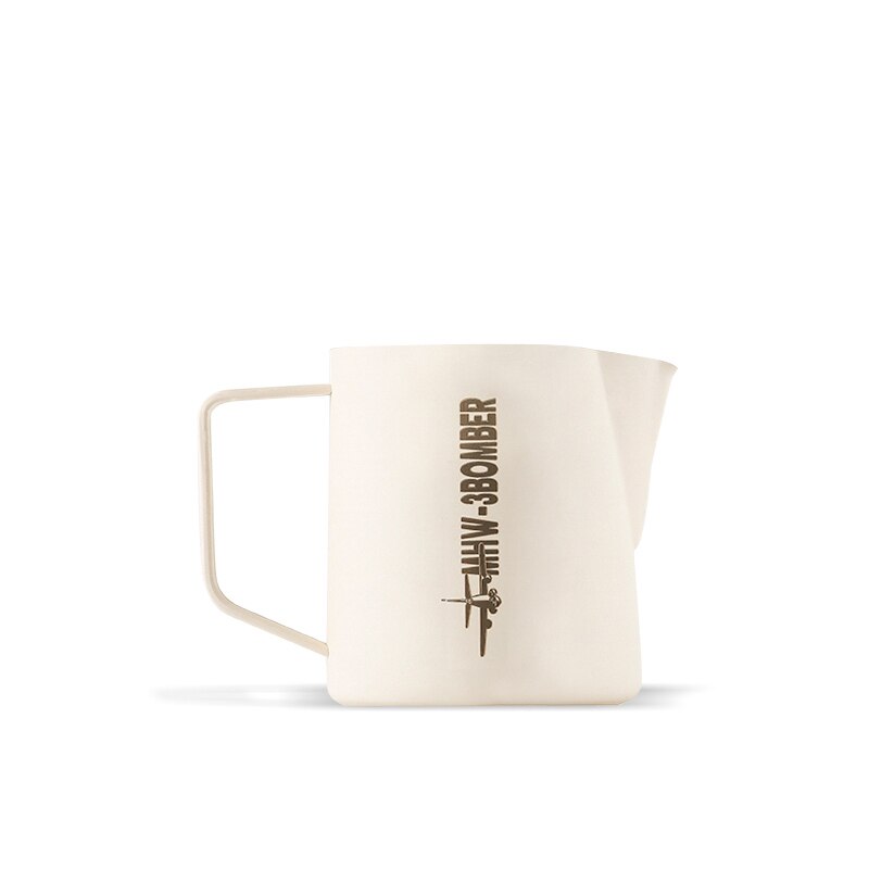 MHW-3Bomber Milch Krüge Milchaufschäumer Krug Krokodil Auslauf Edelstahl Barista Werkzeuge Kaffee Zubehör ziehen Blume: aus-Weiß / 400ml