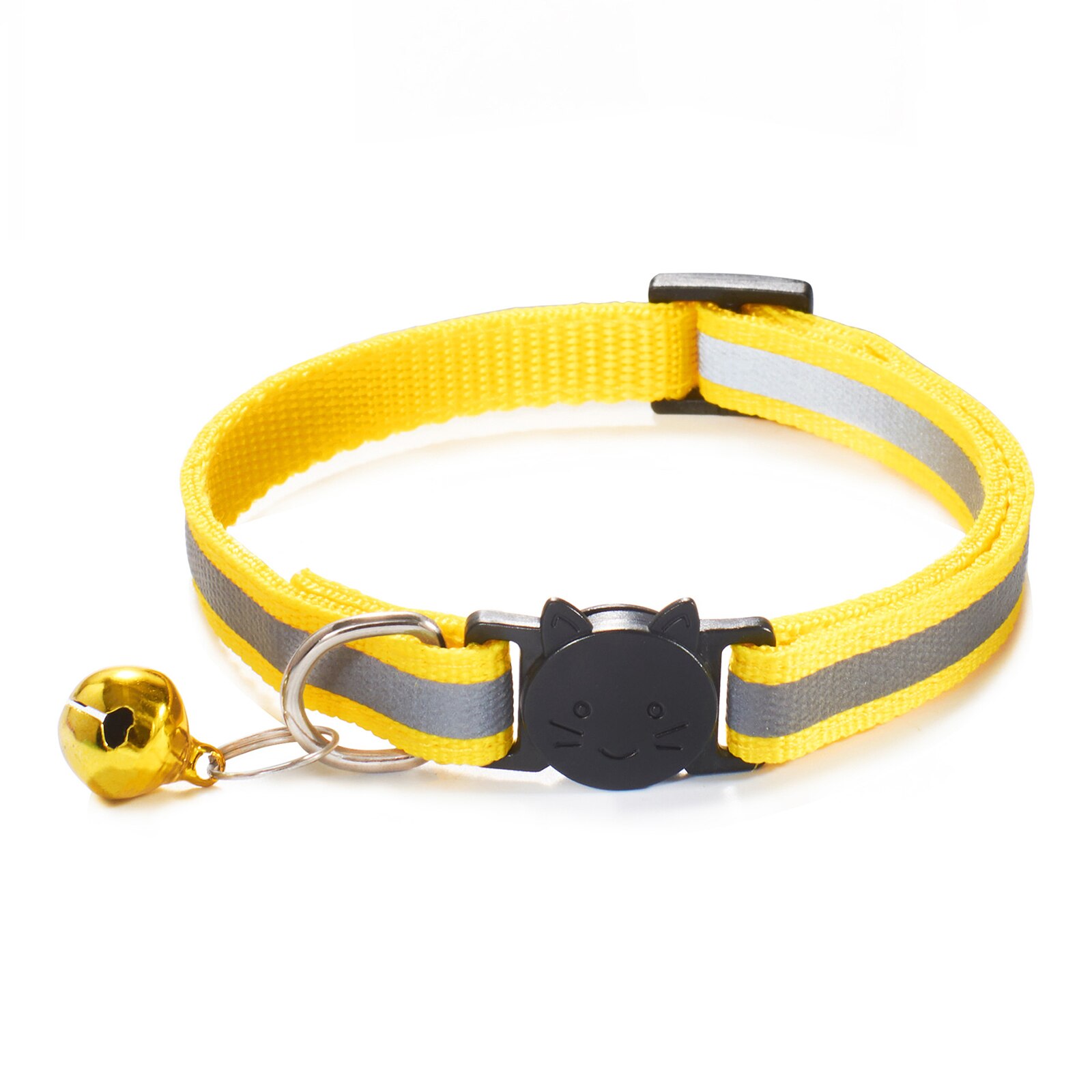 Collar de campana para gatos calientes, hebillas ajustables reflectantes de nailon, Collar para mascotas, seguro, botón para cabeza de gato, accesorios bonitos: 7