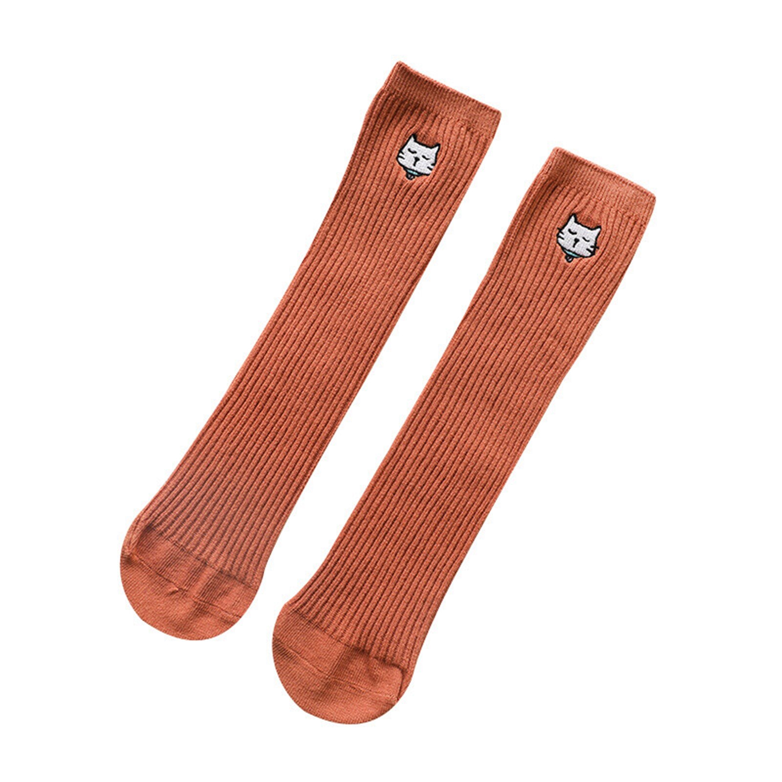 Leuke cartoon borduursokken voor kinderen, lente eenvoudige cartoon comfortabele kniekousen, warm voor kinderen: Oranje