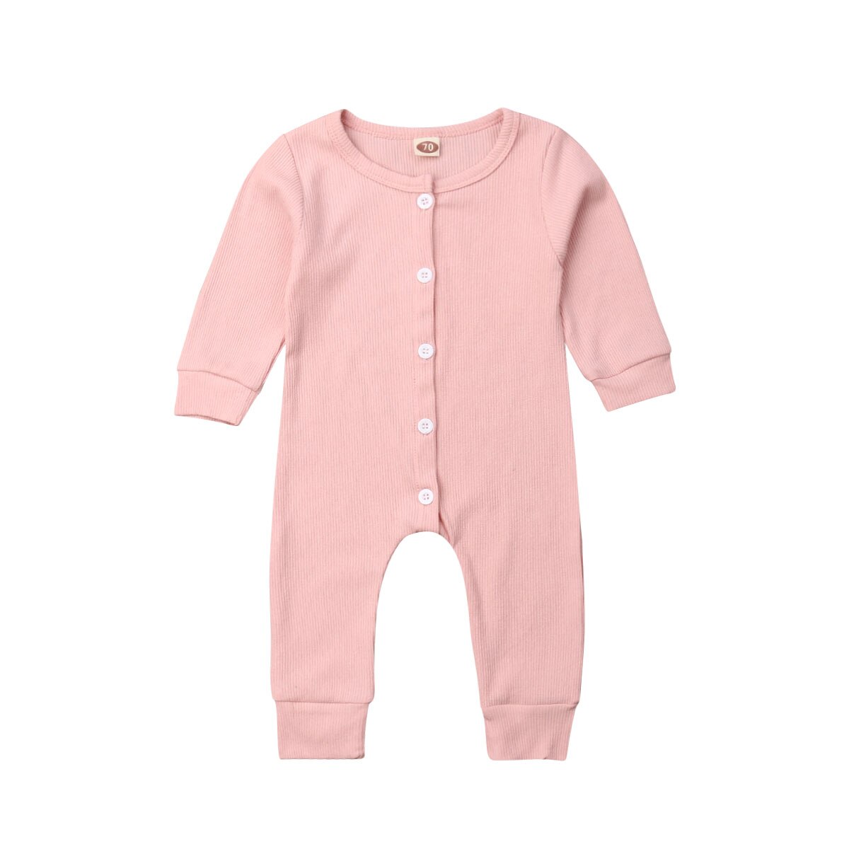 Unisex-vauvan toppahousut pitkähihaiset napit tytöille poikien toppahousut kiinteät taaperohousut vapaa-ajan haalarit vastasyntyneiden housut poikien vaatteet: Vaaleanpunainen / 6m