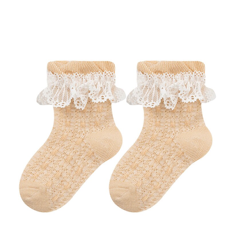Summer Children Thin Cotton Princess Socks Baby Infant Girls Sweet Breathable Mesh Lace Socks Clothes Accessories: yellow / L(3-5 years)
