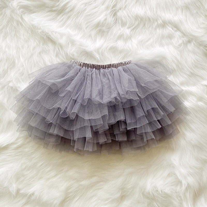 bébé filles Tutu jupe moelleuse princesse Ballet danse Tutu maille jupe enfants gâteau jupe mignon filles vêtements: GRIS / Nouveau-né