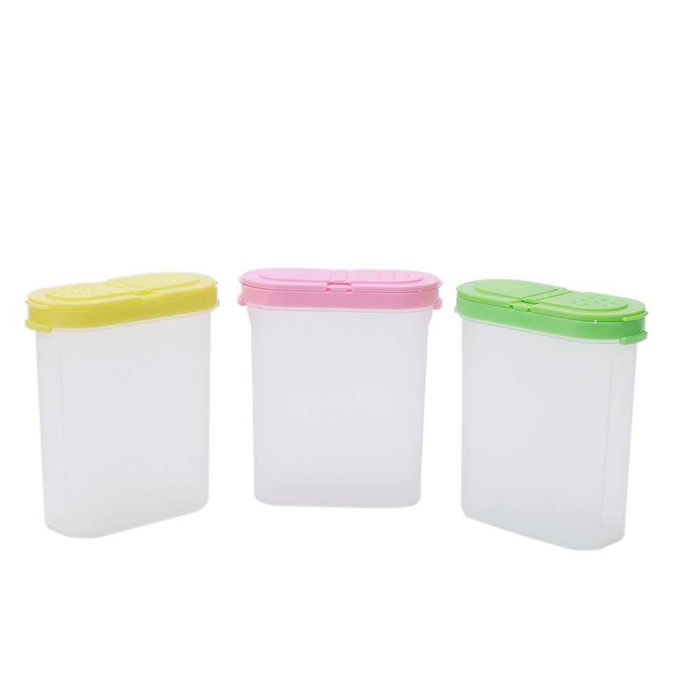 PP Spice Double Jars Bottle Rack Shaker Plastic For Seasoning Condiment Sugar Salt Spice Jars Racks Kitchen Storage Organization