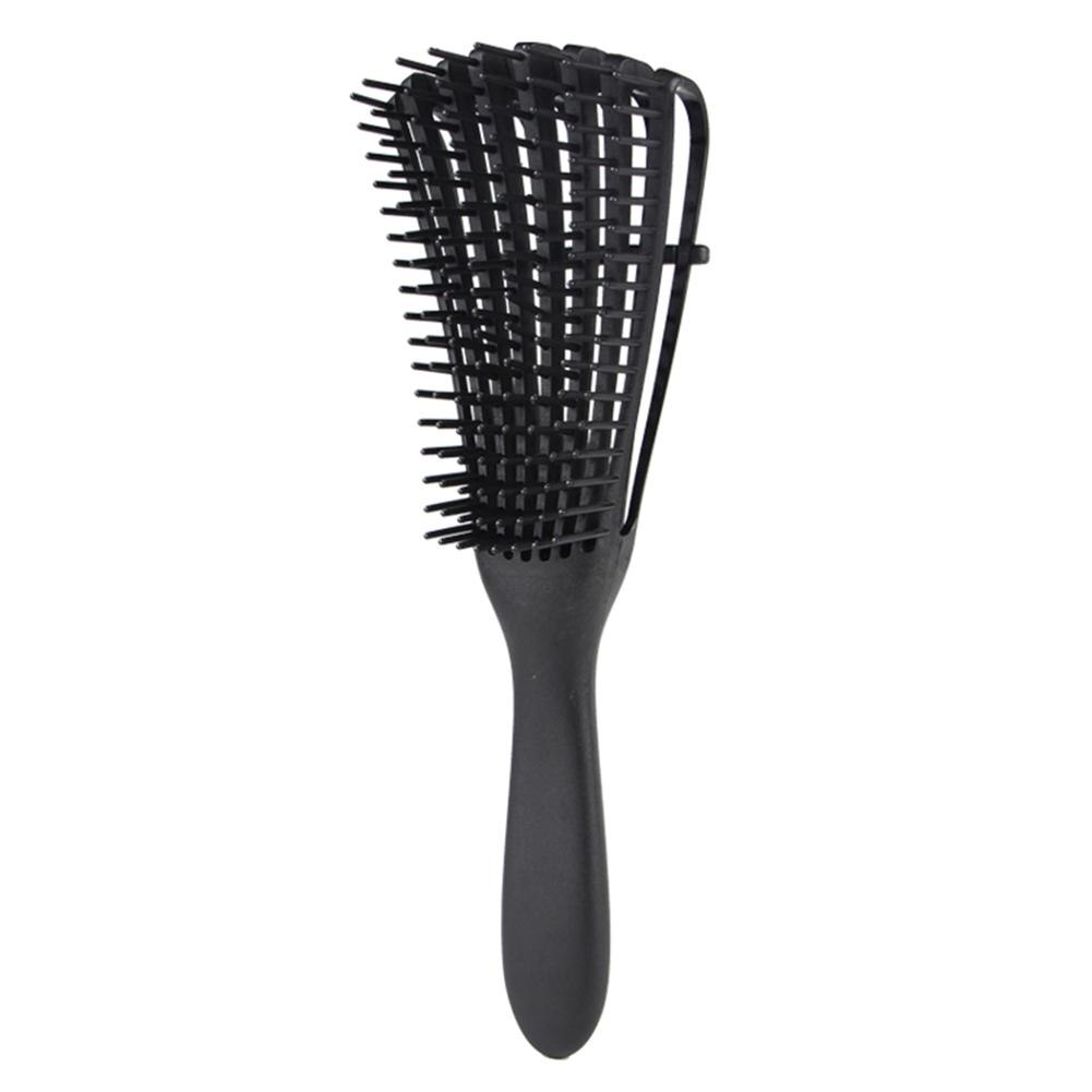 Vrouwen Haar Hoofdhuid Massage Kam Rubber Handvat Nat Krullend Haarborstel Salon Kappers Styling Tools: Black