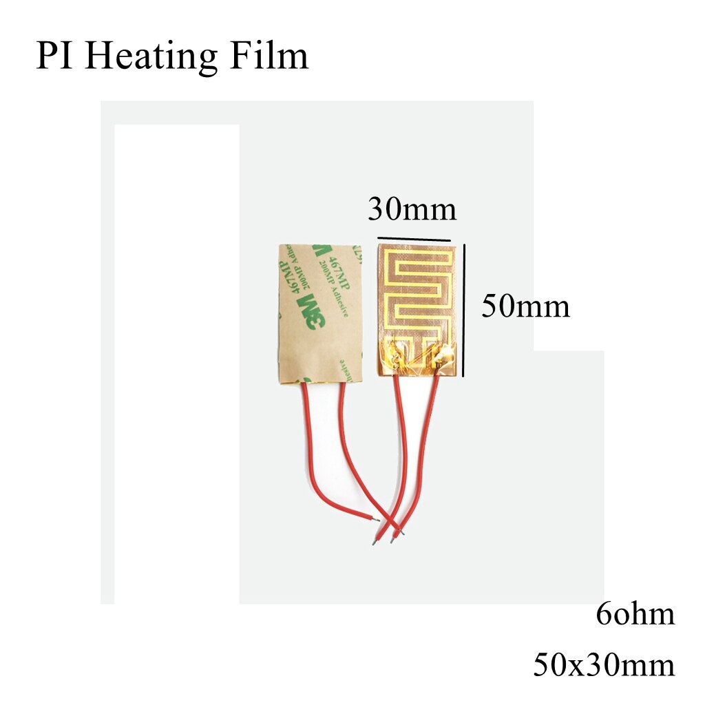 40x40mm 5v 12v 24v 110v 220v pi filme de aquecimento polyimida adesivo aquecedor elétrico placa almofada do painel esteira da folha de combustível tanque de motor de óleo: 50x30mm