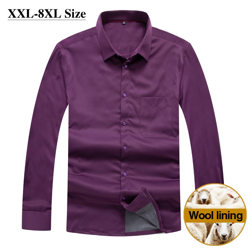 Winter grote maten wollen voering warm overhemd heren zakelijk casual dik warm overhemd met lange mouwen heren merkkleding plus maten 5xl 6xl 7xl
