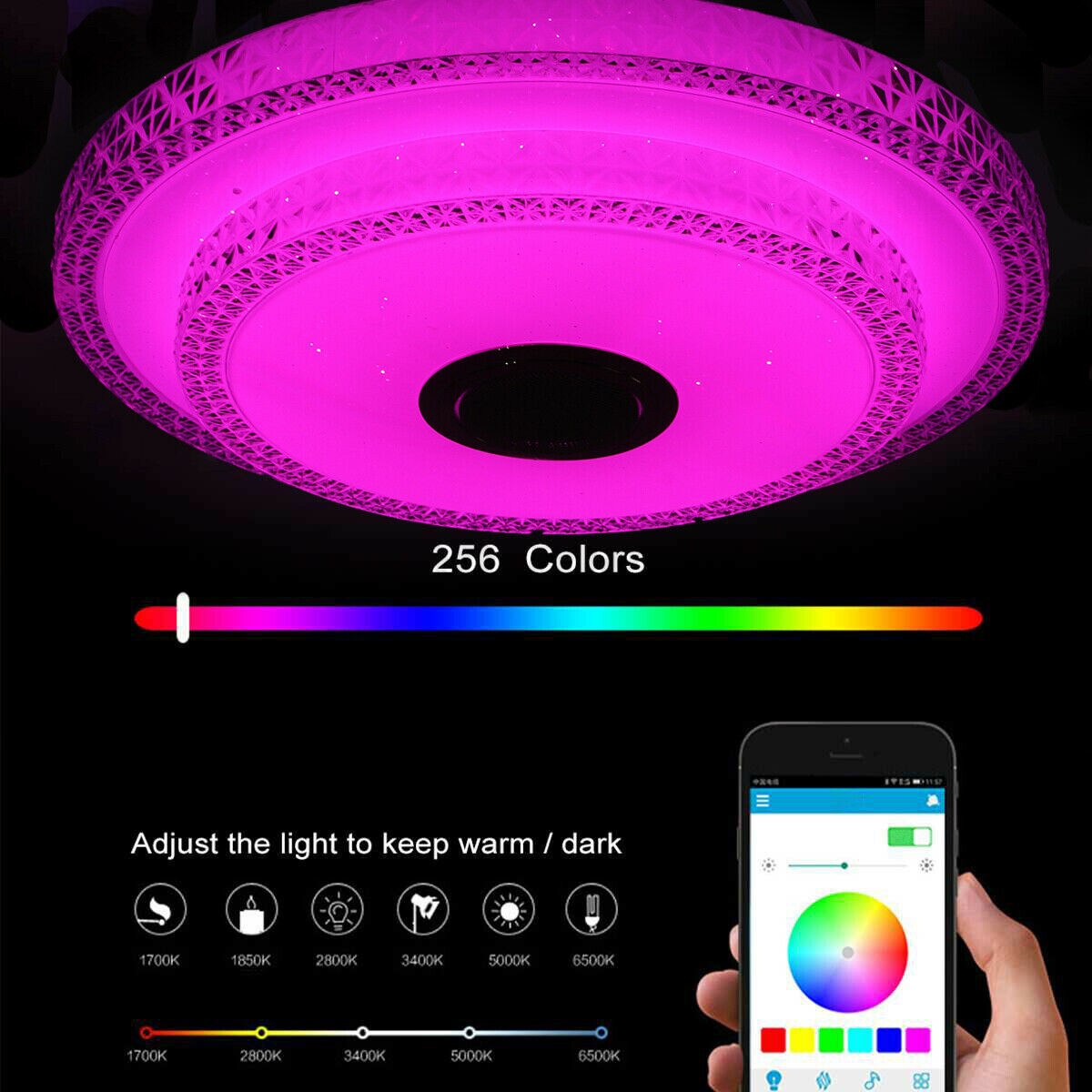 200W 110-220V Led Crystal Rgb Led Plafondlamp Bluetooth Speaker Muziek Plafondlamp Mobiele Telefoon App controle Dimbare Lamp Licht