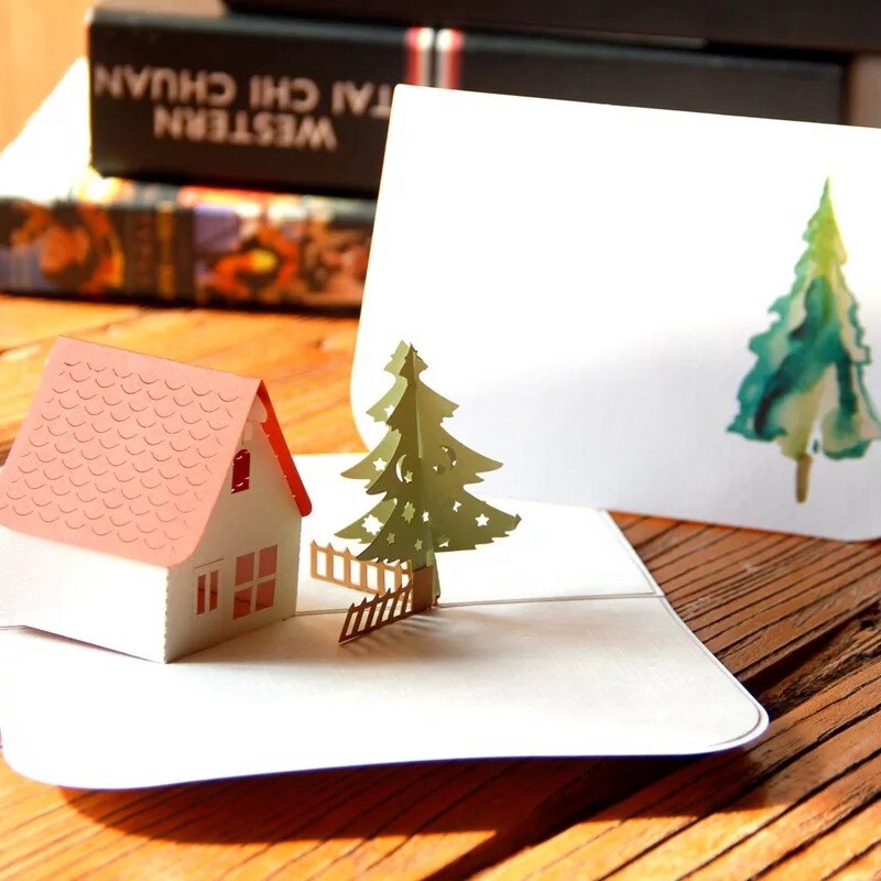 Three-dimensional Greeting Card 3d Three-dimensional House And Tree Blessing Card Graduation Season Birthday Cards