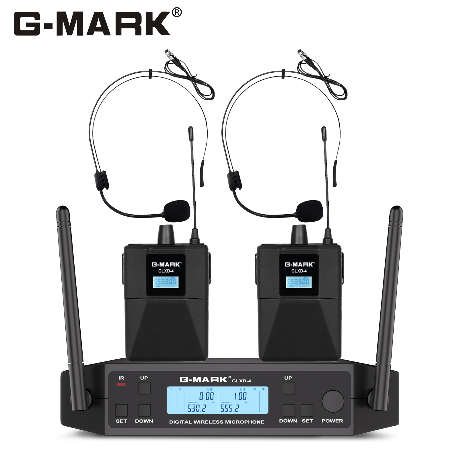 Wireless Lavalier Microphone G-MARK GLXD4 UHF Clip Mic Bodypack Headset Frequency Adjustable 50M For Stage Show