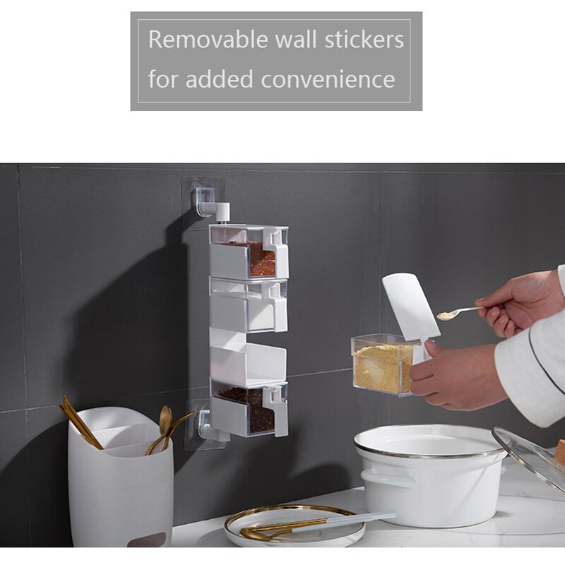 Kitchen Transparet Plastic Seasoning Box Case Condiment Bottles Set Salt Spice Jar Spices Storage Box Kitchen Tool