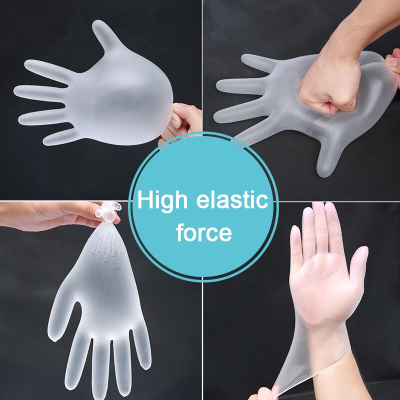 Lot de 50/100/200 gants jetables transparents en pvc pour la vaisselle, la cuisine, le latex, le caoutchouc, le jardinage et le travail, universels pour le nettoyage de la maison