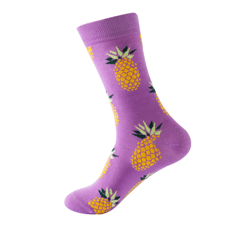 Calcetines felices de algodón para hombre y mujer, medias informales de Hip Hop Harajuku, fruta divertida, comida, tortilla, hamburguesa, aguacate, Sushi, cereza: Oro
