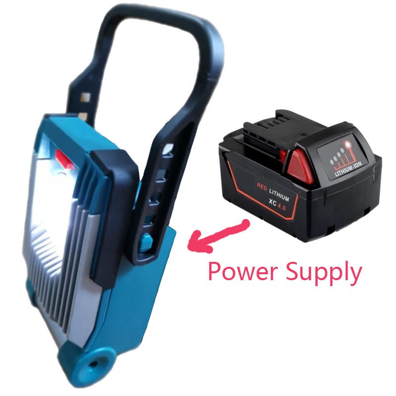 Li-ion batteri led arbejdslampe flash site lampe fakler kan drives af maikita dewalt bosch milwaukee  m18 18v li-ion batteri: Mil