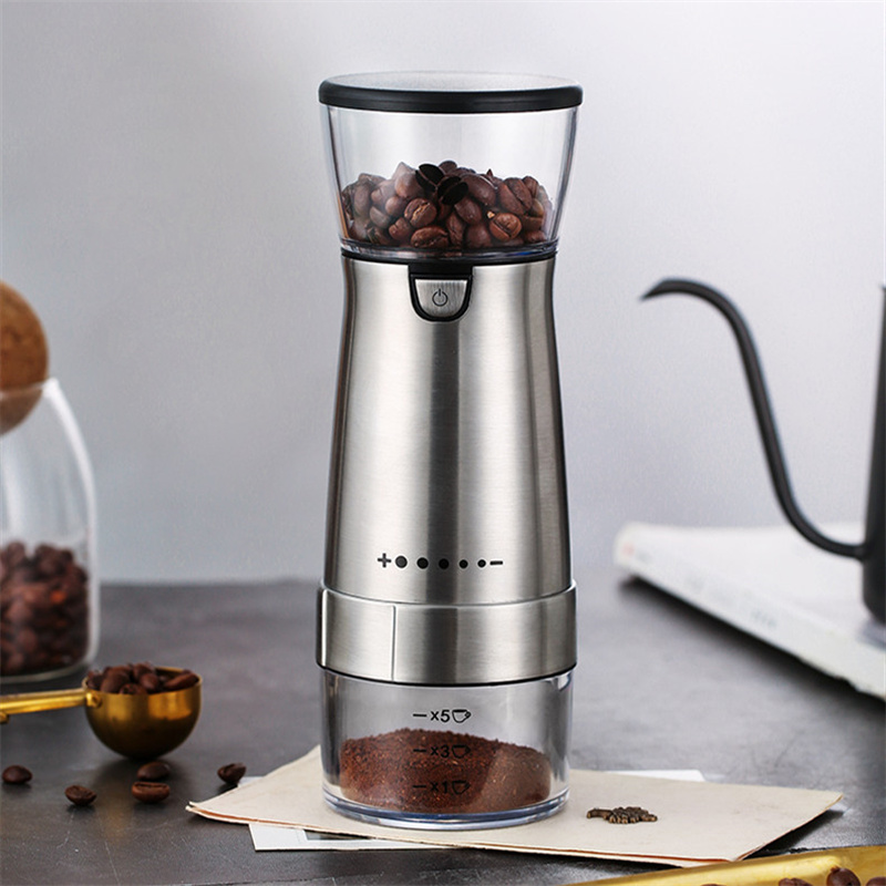 USB Rechargeable Coffee Grinder Electric Stainless Steel Adjustable Hand Grinder Coffee Machine Coffee Bean Grinders Kitchen Too
