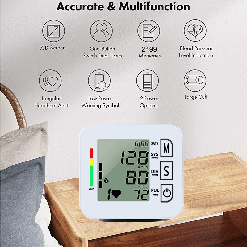 Digitale Arm Bloeddrukmeter Elektronische Bloeddrukmeter Medische Pressure Meter Gauge Apparaat Manchet Pulse Gezondheidszorg