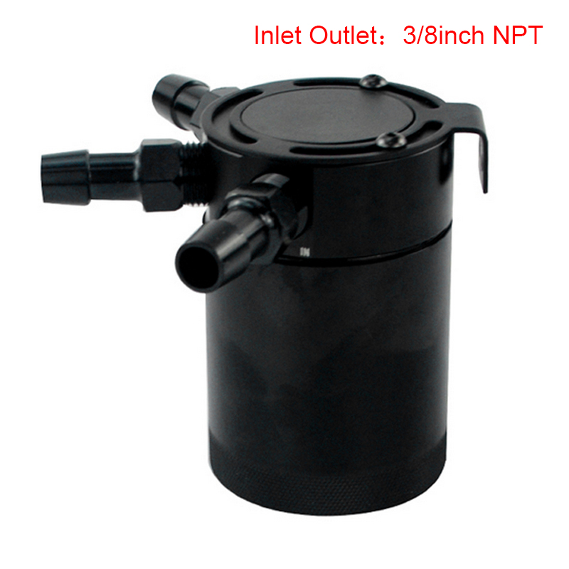 RESO- Universal Aluminum Oil Catch Can Tank Air Racing Oil Separator 2/3 Port with removable valve: 3 Port