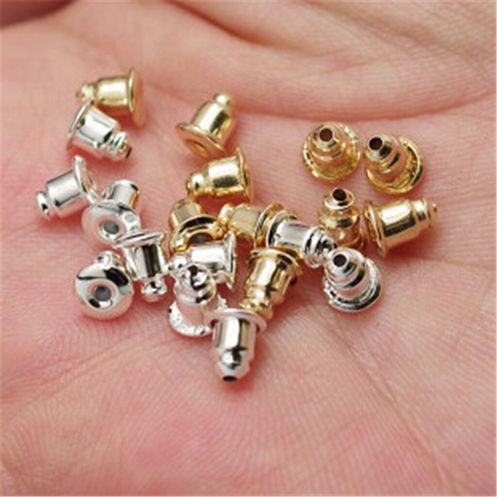 200 Pcs/Lot Bullet Earring Backs PlugDIY Blocked Caps Earring Accessories Stopper Scrolls Jewelry Findings