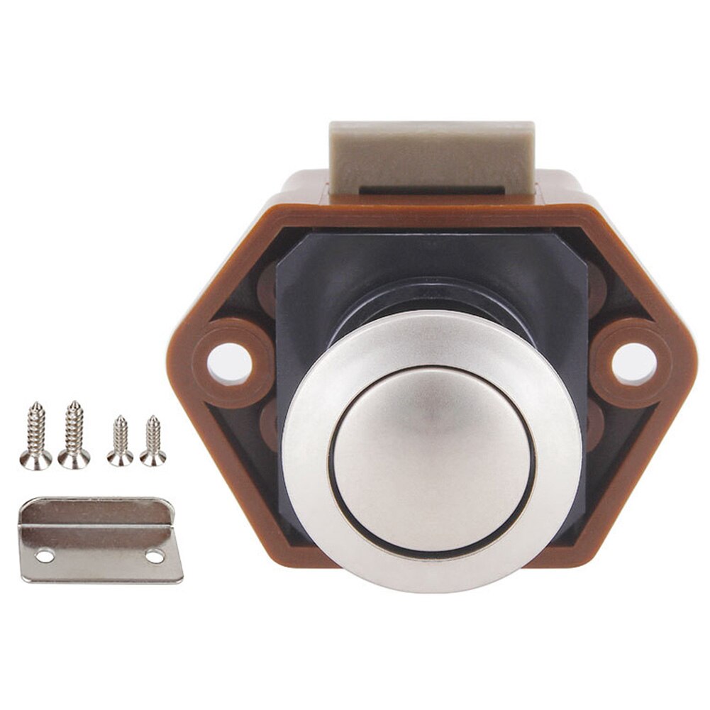 Drawer Latch Catch Desk Handle Push Button Lock Cars Cupboard Door Yachts Motorhome RV Furniture Cabinet Knob For Caravan Boat: Brown