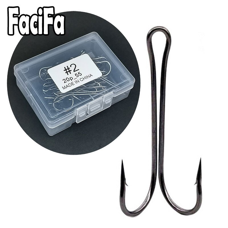 20 stücke mit Kasten Lange Schaft Doppel Haken Kraut Angeln haken Fliegen Binden Duple Haken für Jig Bass Fisch angeln angelgerät Für Weiche Locken