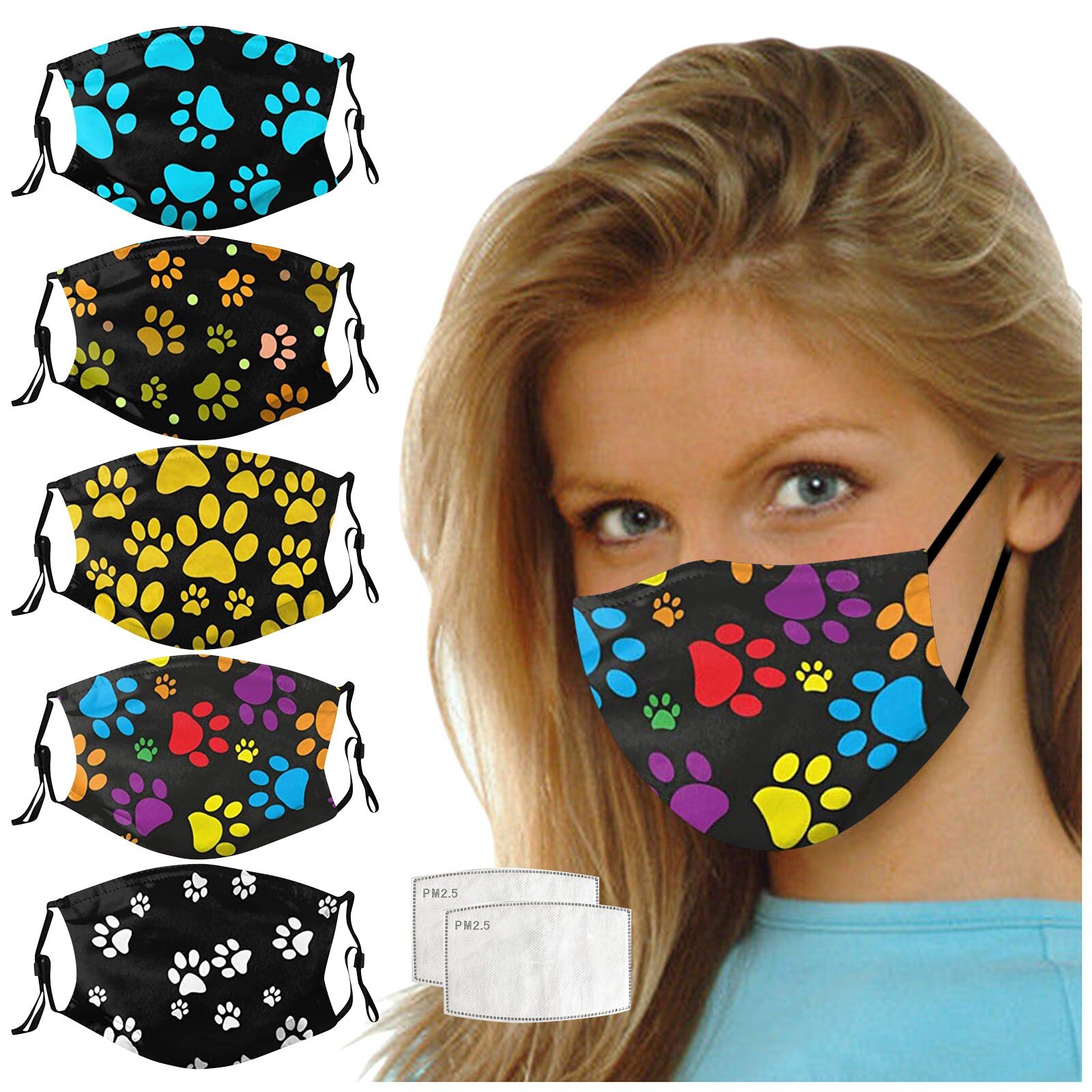 ski Fasemask Adult Animal Dog Printed Bandana Washable Reusable Fabric Lavables Masque Bandana