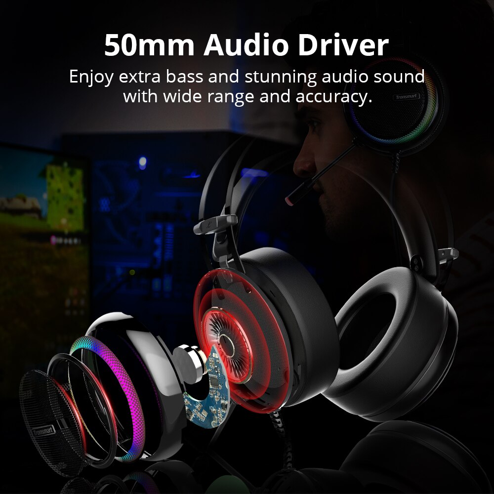 Tronsmart-auriculares Glary para videojuegos, cascos virtuales 7,1 con interfaz USB para ps4,nintendo switch, ordenador y portátil