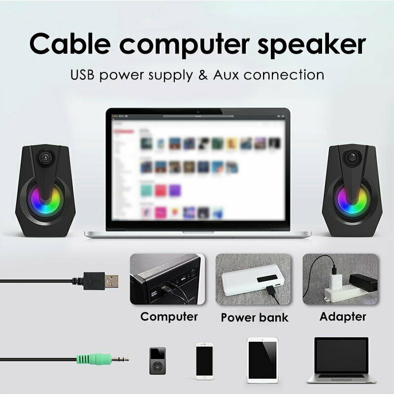 Universal Mini Speaker Subwoofer Computer Small Stereo LED Speaker Music Player Amplifier Loudspeaker Sound Box For Cars