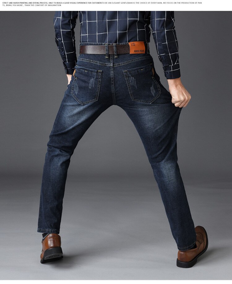 Herre jeans klassisk retro nostalgi straight denim jeans herre plus størrelse 28-38 herre lange bukser bukser mærke biker jean