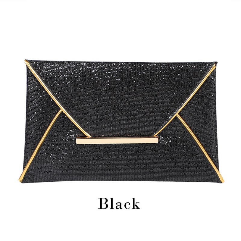 Women Evening Bag Party Envelope Clutch Handbag Glitter Sequins Sparkling Banquet Glitter Bag Ladies Girls Wedding Clutches: Black