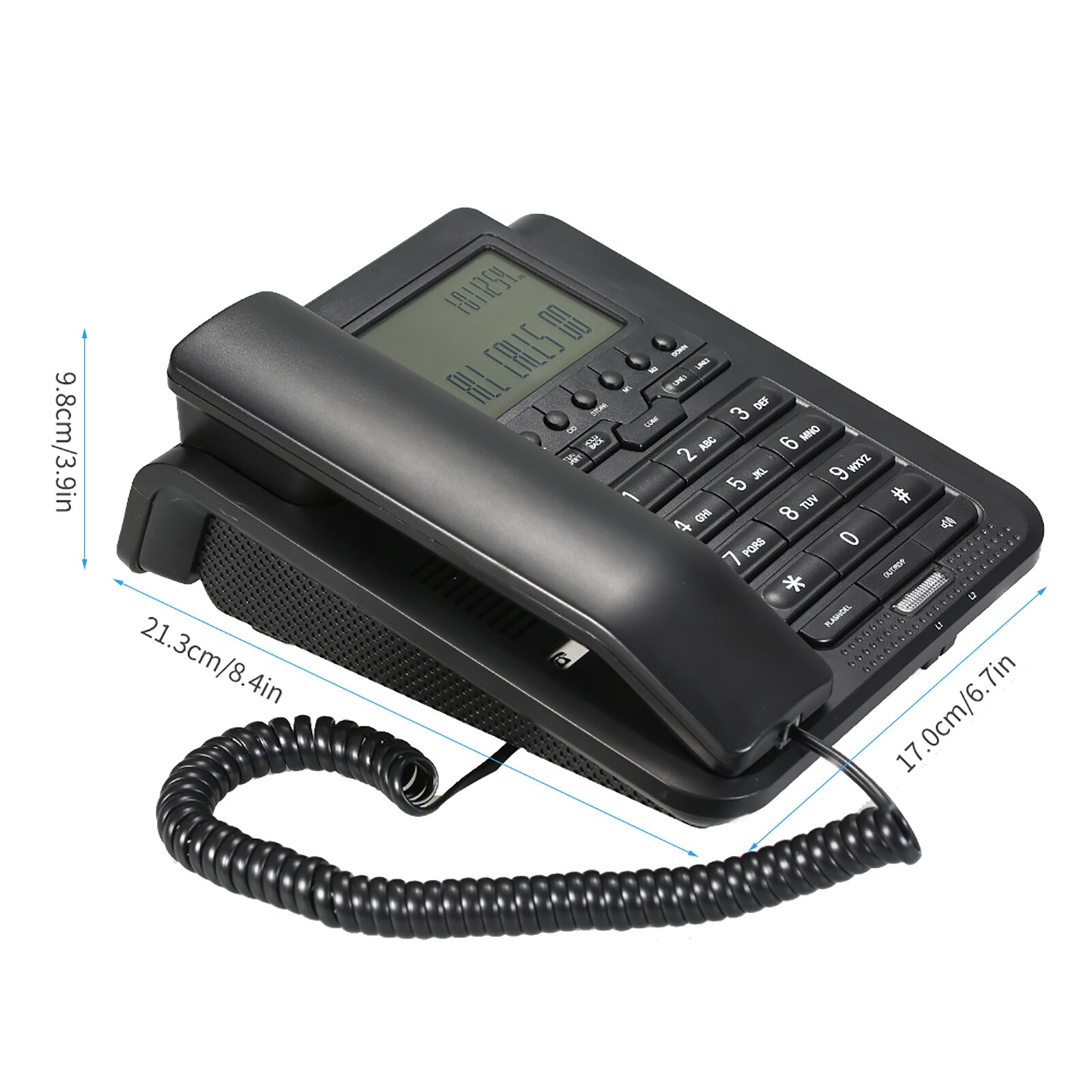 2-Line Digital Corded Telephone w/LCD Display Support 3-Way Conference Call/Redial/Auto-redial/Set Key/Memory Key/Speakerphone