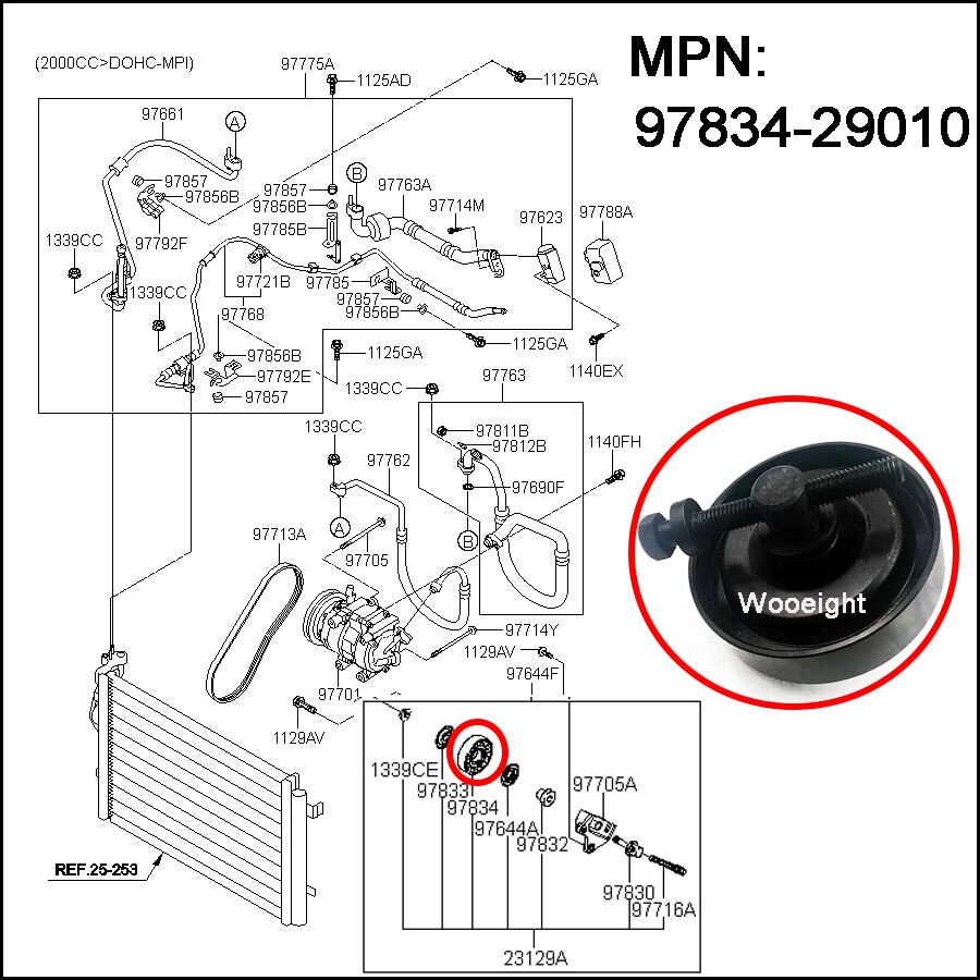 Wooeight 97834-29010, correa tensora, polea de tensión para Hyundai Accent Elantra, tiburón Tucson Kia Rio Spectra Sportage