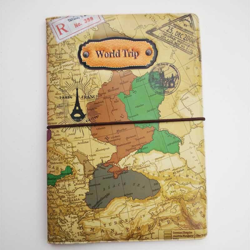 3D Vintage Wereld Reis Paspoort Cover Id Creditcard Zak Pvc Lederen Paspoorthouder 14*9.6Cm: Brown Map 1