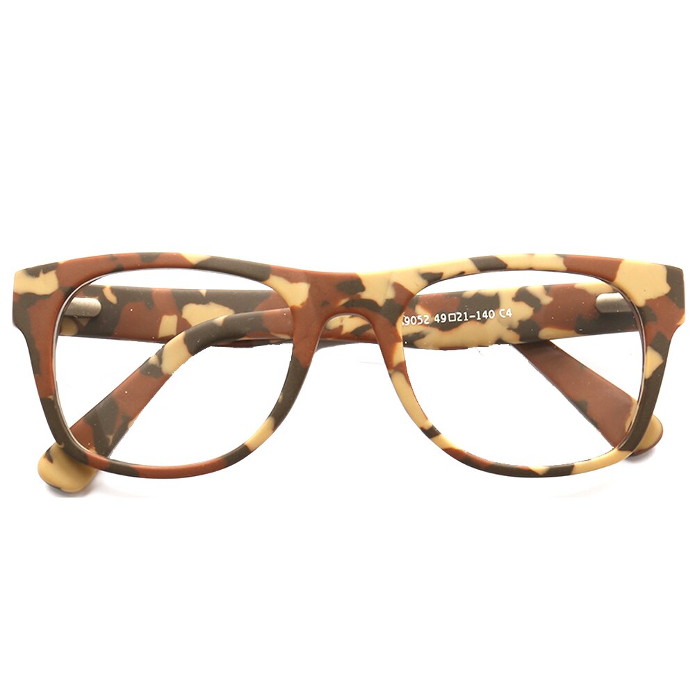Men Square Glasses Frames Women Camo Optical Eyeglass Frame Camouflage Round Prescription Pink Eyewear Spectacles: Brown c4